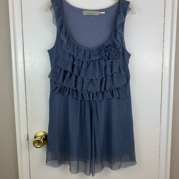 Burlap for Anthropologie blue lace ruffle top - Picture 1 of 6